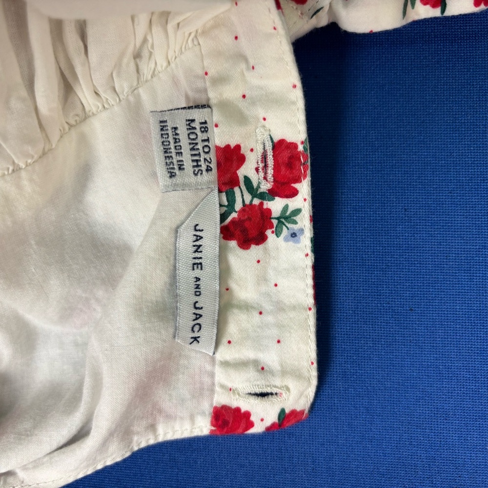 Janie and Jack White Dress with Red Floral Accents - Picture 2 of 4